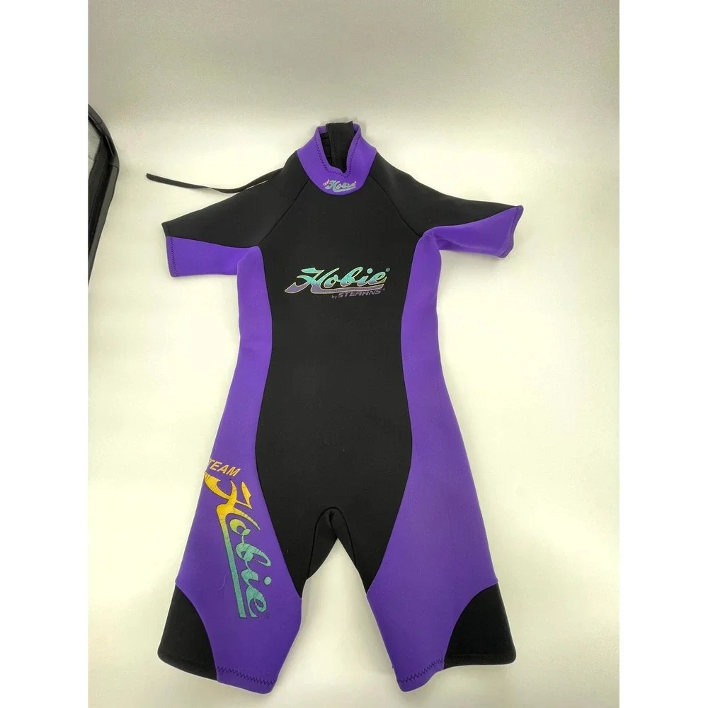 Team‎ Hobie Stearns Wetsuit Mens Medium Purple Black Logo Short Sleeve Running